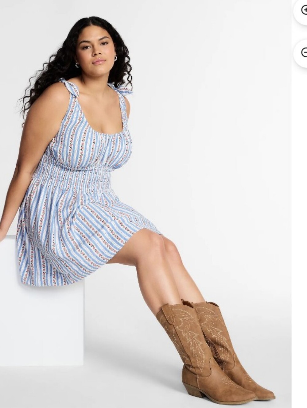 Kacey Lee Striped Tie-Shoulder Sundress